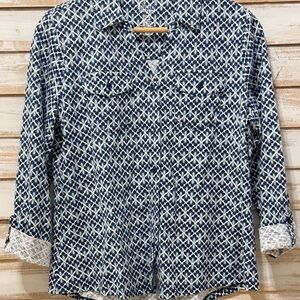 Croft & Barrow Navy and White Button Down Shirt